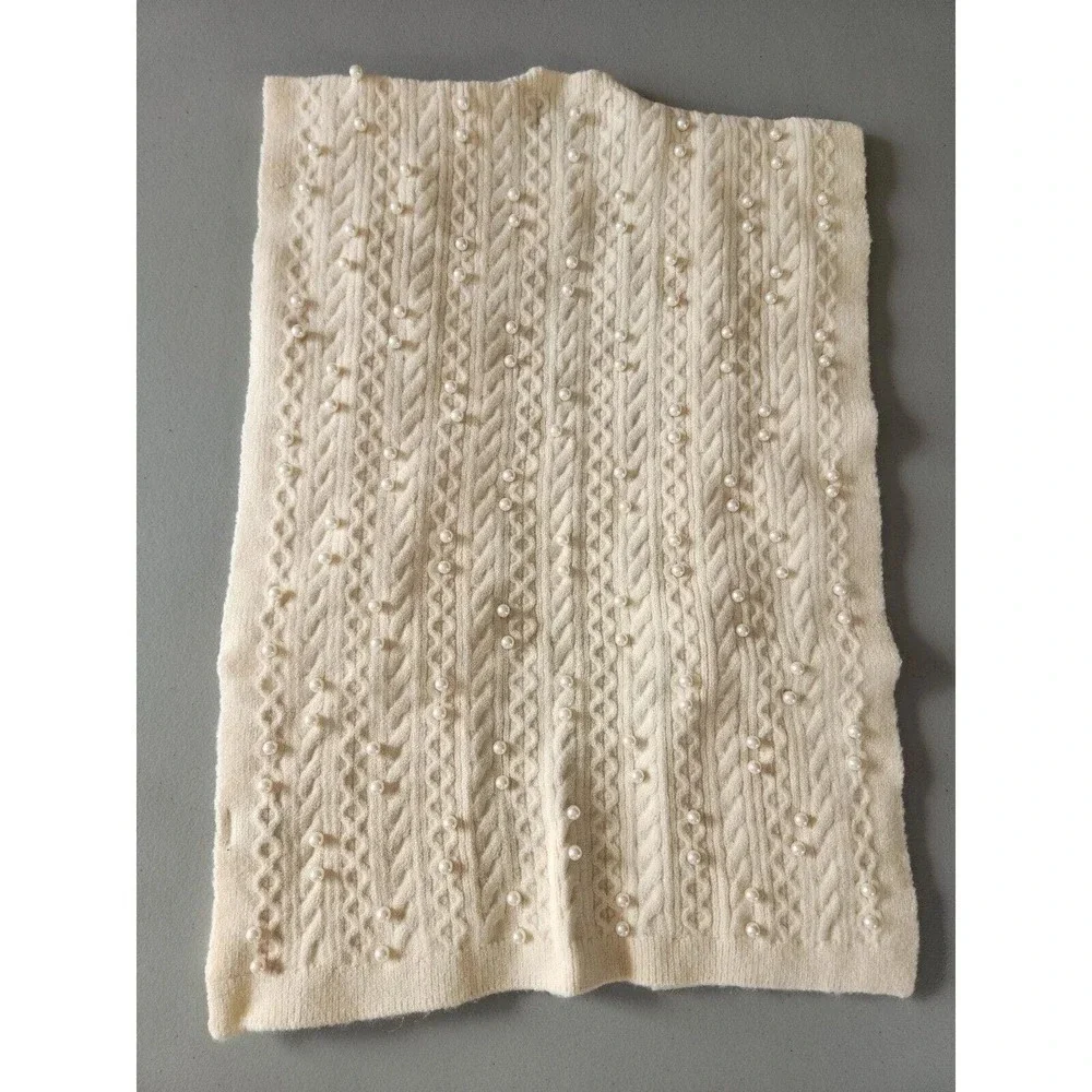 NWT Anthropologie Maeve Pearl Cable Knit Sweater Vest Shrug One Size Ivory